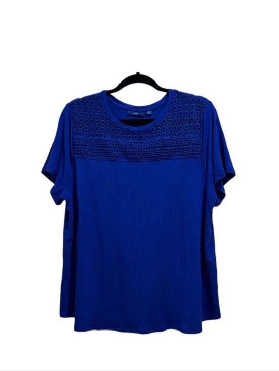 Apt. 9 Tops - Apt. 9 short sleeve crochet crew neck royal blue shirt size XXL